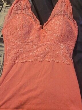 Zenana Outfitters Coral Lace Trim Crop Tank